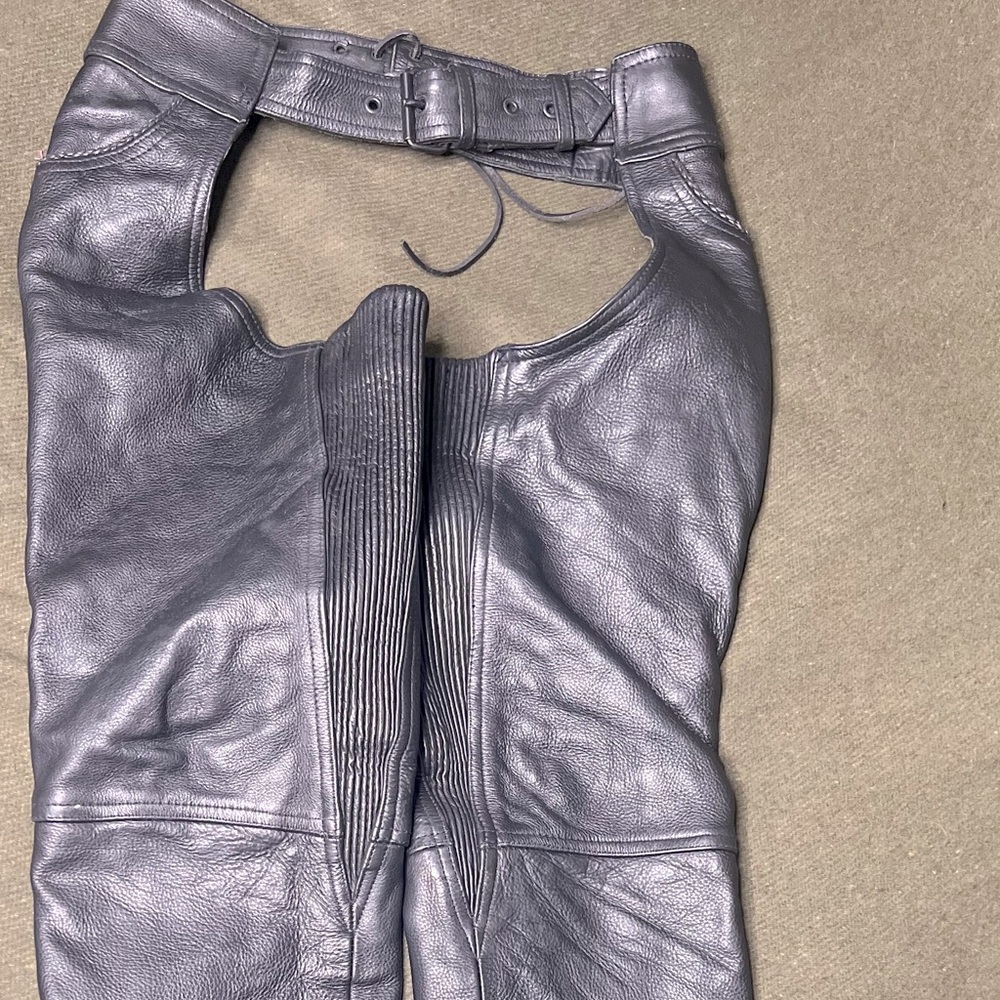 Black Leather motorcycle chaps